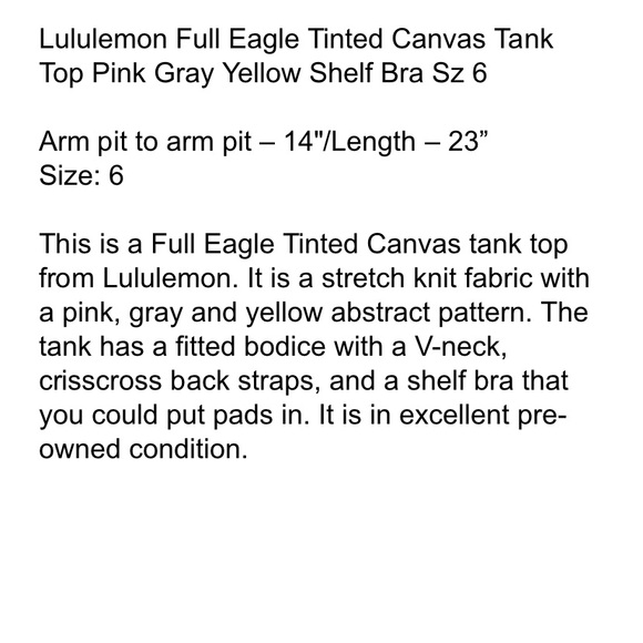lululemon full eagle tank - Picture 2 of 7